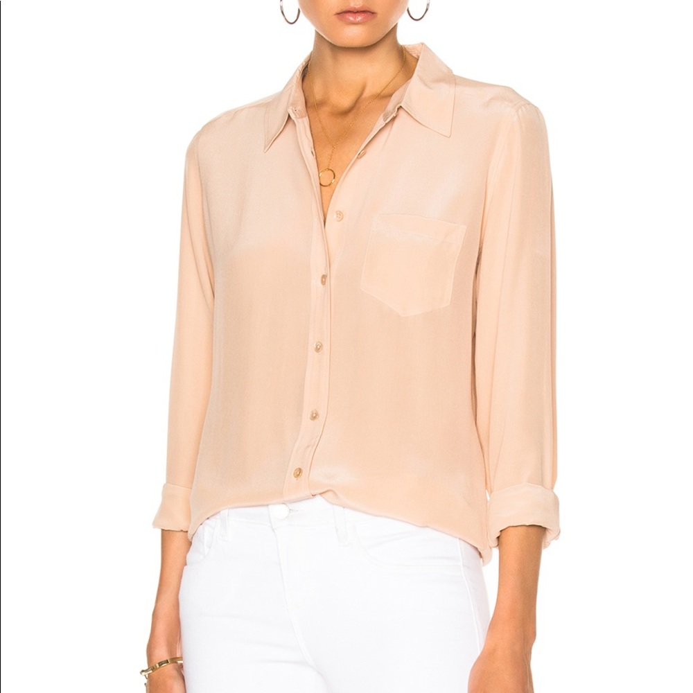Equipment Brett Long Sleeve Button Down Nude Silk